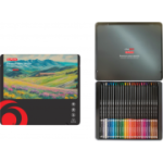 Creioane colorate corp negru mina 4 mm set 24 culori, cutie metalica Herlitz