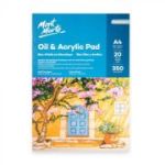 Bloc pentru pictură acrilic și ulei Mont Marte, 350 g/mp, format A4, 20 coli