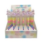 Pix cu gel No.319, 0.8mm, corp transparent, scriere neon multicoloră, model unicorn