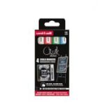 Set 4 markere cu cretă lichidă UNI Chalk PWE-5M, vârf rotund 1.8-2.5 mm, albastru, verde, roșu, alb