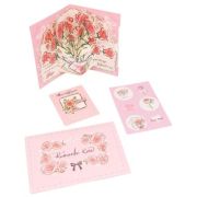 Felicitare 3D stil handmade cu model floral - roz, 15 x 10 cm