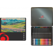 Creioane colorate corp negru mina 4 mm set 24 culori, cutie metalica Herlitz