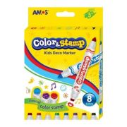 Carioca 8 culori AMOS Color Stamp CS8P, 2 capete