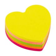 Notes adeziv Office Cover, formă inimă, 75x75 mm, 5 culori neon, 100 coli/set