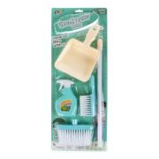 Set curățenie Mega Creative, cu mătură, făraș, perie și lichid curățare