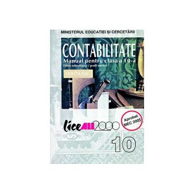CONTABILITATE. MANUAL PENTRU CLASA A X-A