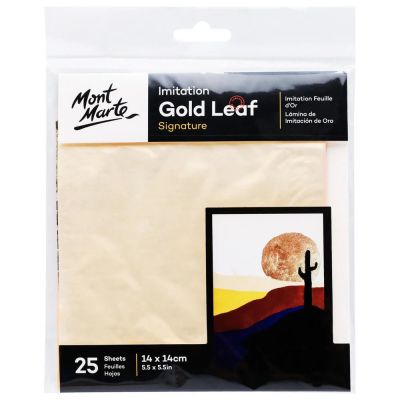 Imitație foiță de poleire Mont Marte, auriu, 25 coli de 14 pe 14 cm