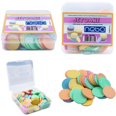 Jetoane din plastic, Nebo, culori pastel, 80 buc/set