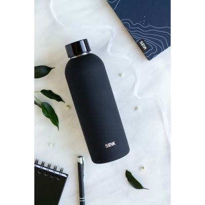 Sticlă de apă și termos SEIK, neagră, 500 ml
