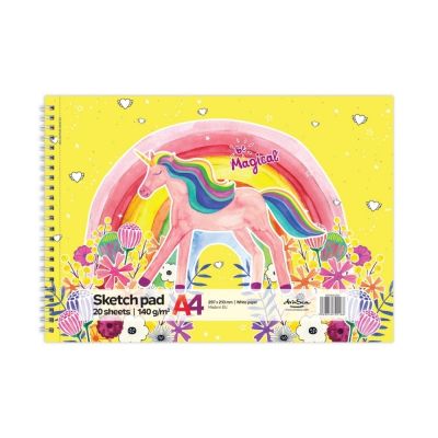 Blocnotes A4 Drasca Unicorn, 20 file, 140g, cu spirală, 29,7x21 cm
