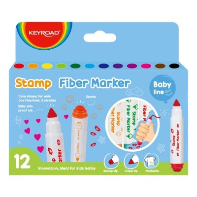 Carioci Keyroad Baby Line, 12 culori, vârf și ștampilă