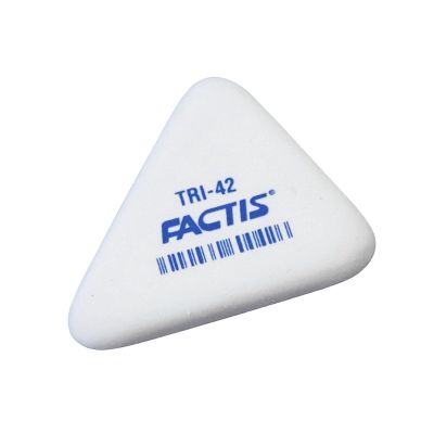 Radiera Factis, formă triunghiulară, 47 mm, albă, set 42 bucăți